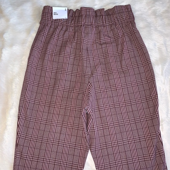 NWT {EXPRESS} High Waist Plaid Pull-On Ankle Pants - Picture 8 of 13